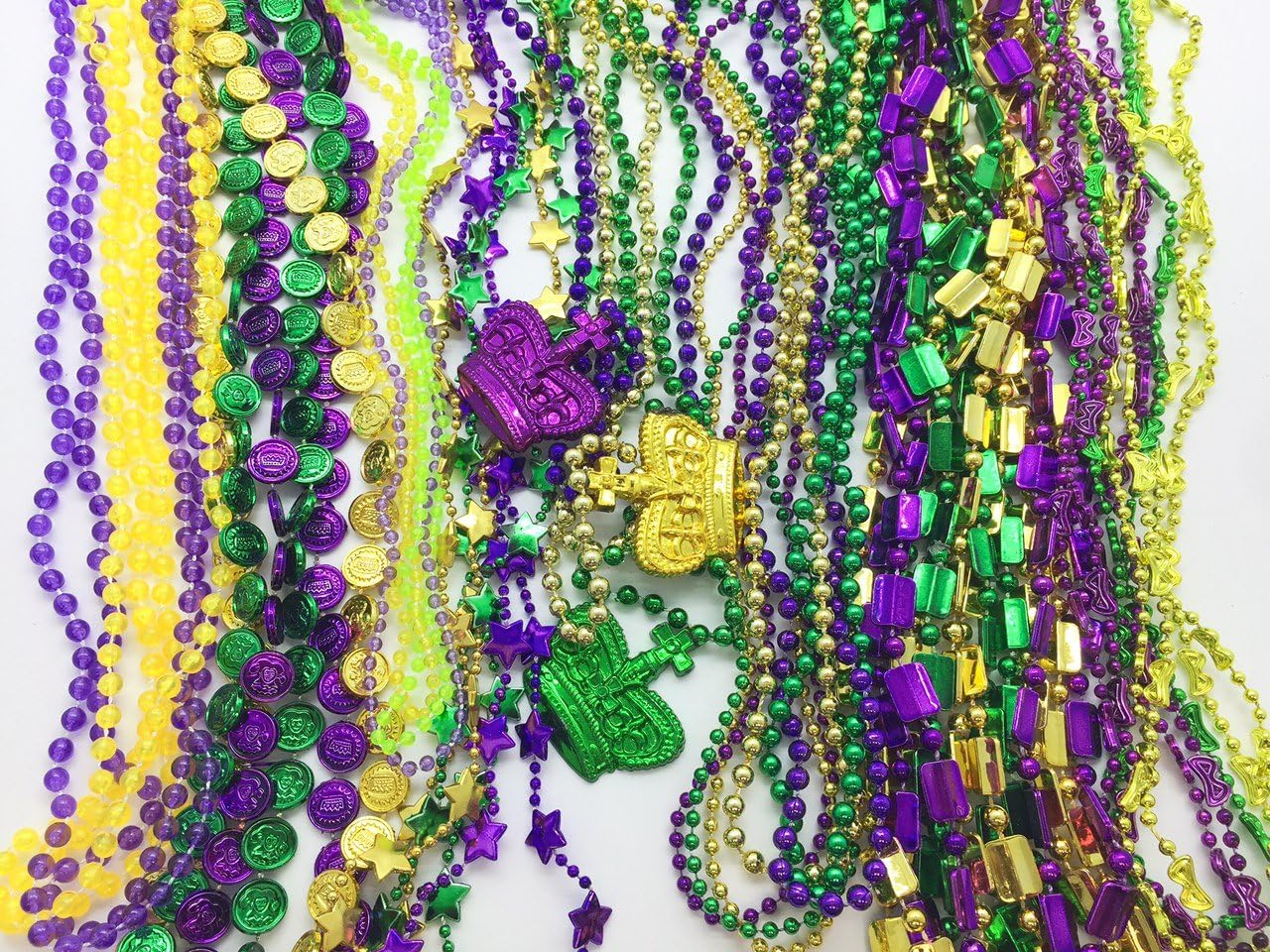 GIFTEXPRESS 100 collares de cuentas metálicas Mardi Gras