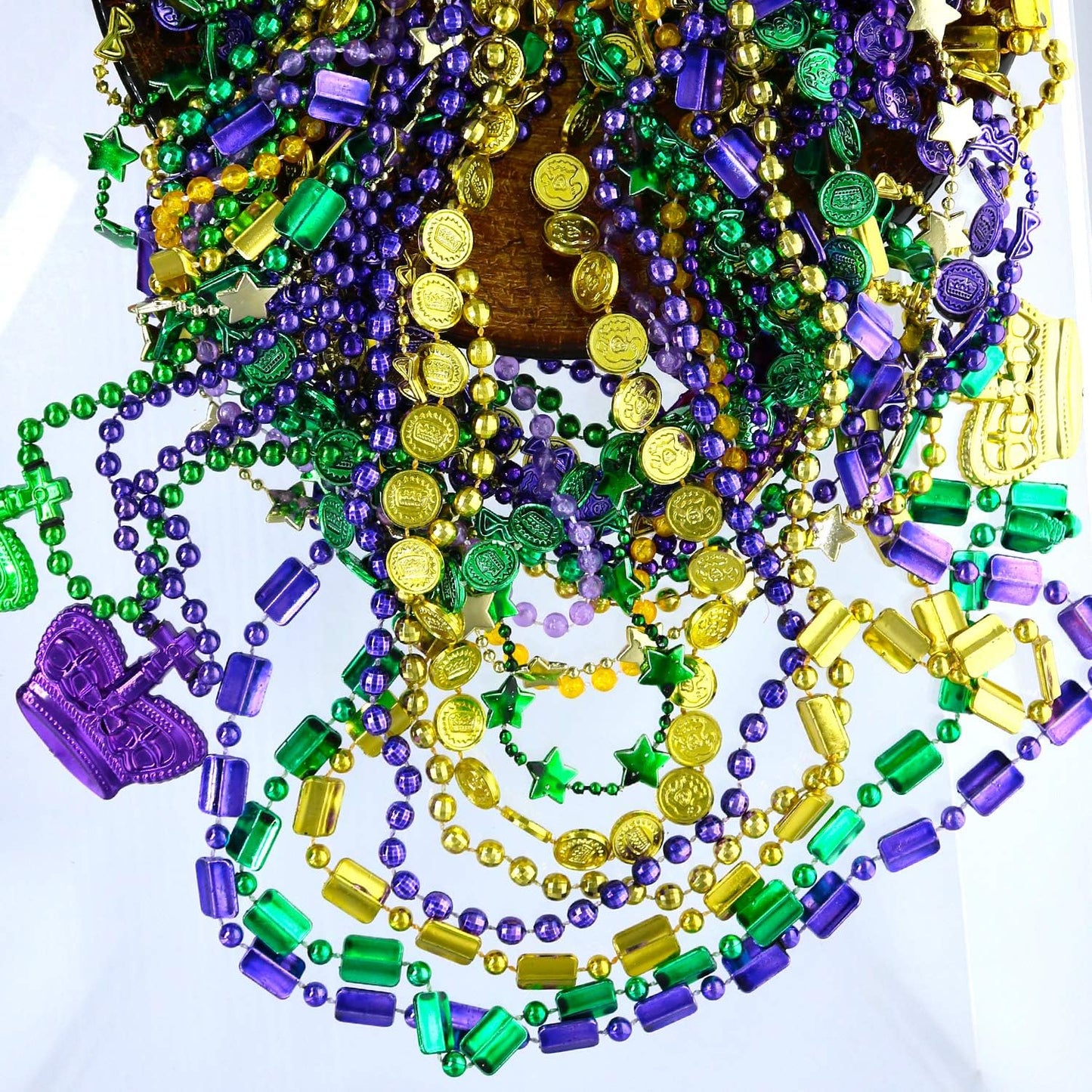 GIFTEXPRESS 100 collares de cuentas metálicas Mardi Gras