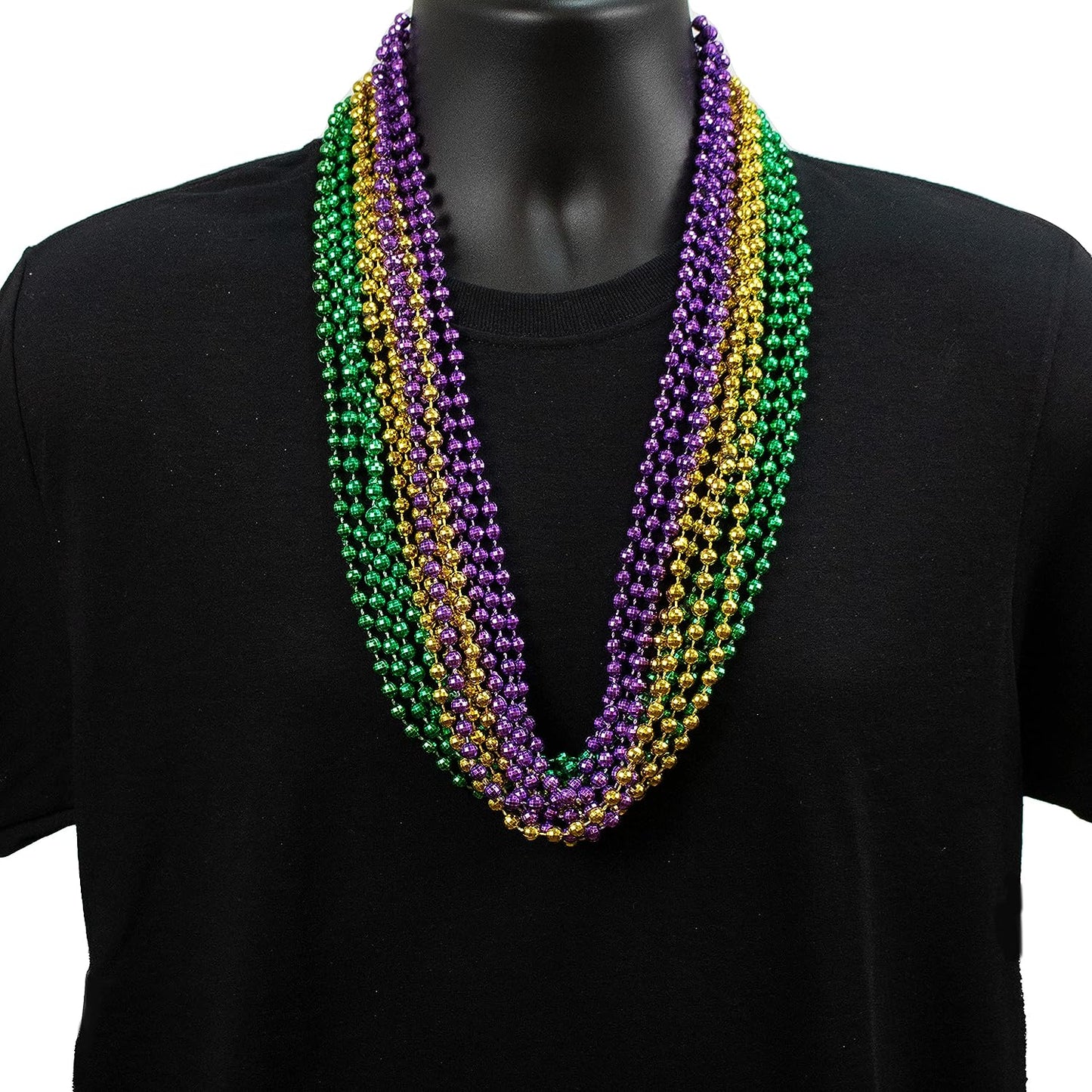 GIFTEXPRESS 12 piezas 33" bola de discoteca púrpura oro verde Mardi Gras collares de cuentas