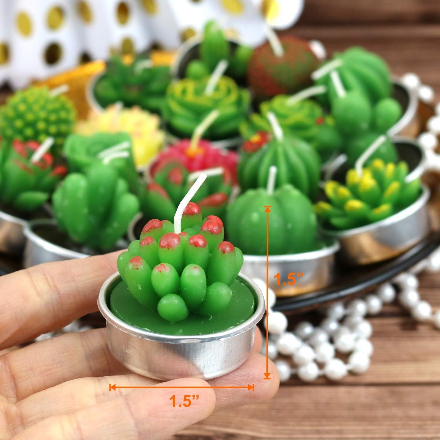 GIFTEXPRESS 6 velas de té de cactus suculentas