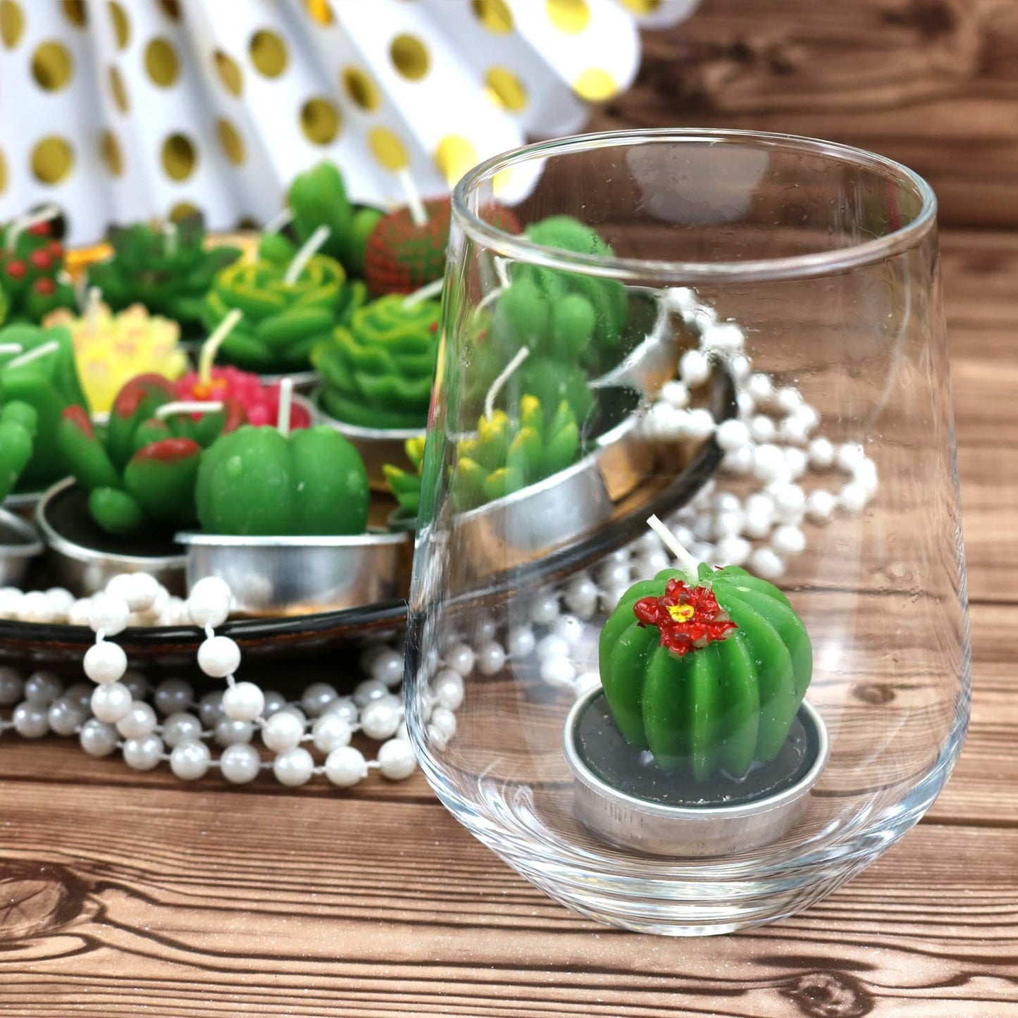 GIFTEXPRESS 6 velas de té de cactus suculentas