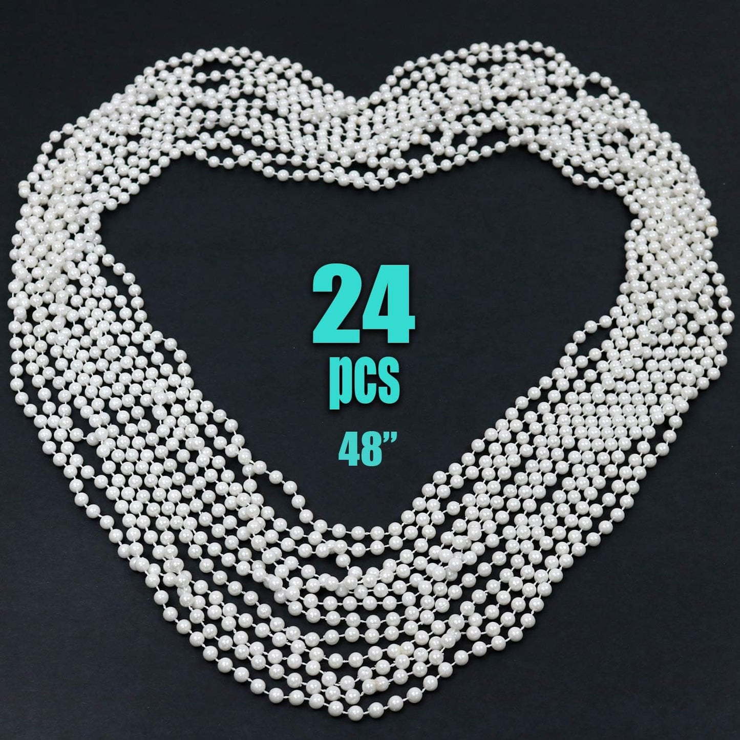 GIFTEXPRESS Collares de perlas blancas de 48"
