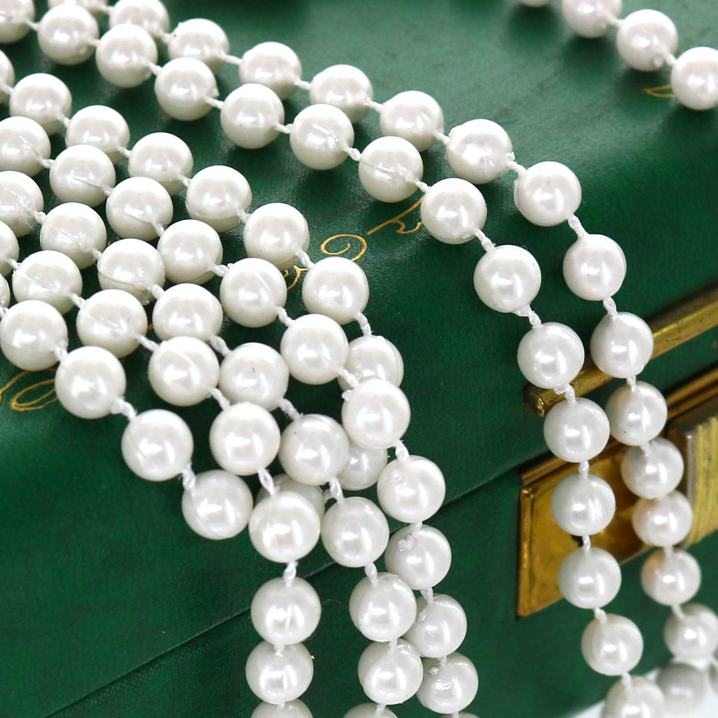 GIFTEXPRESS Collares de perlas blancas de 48"