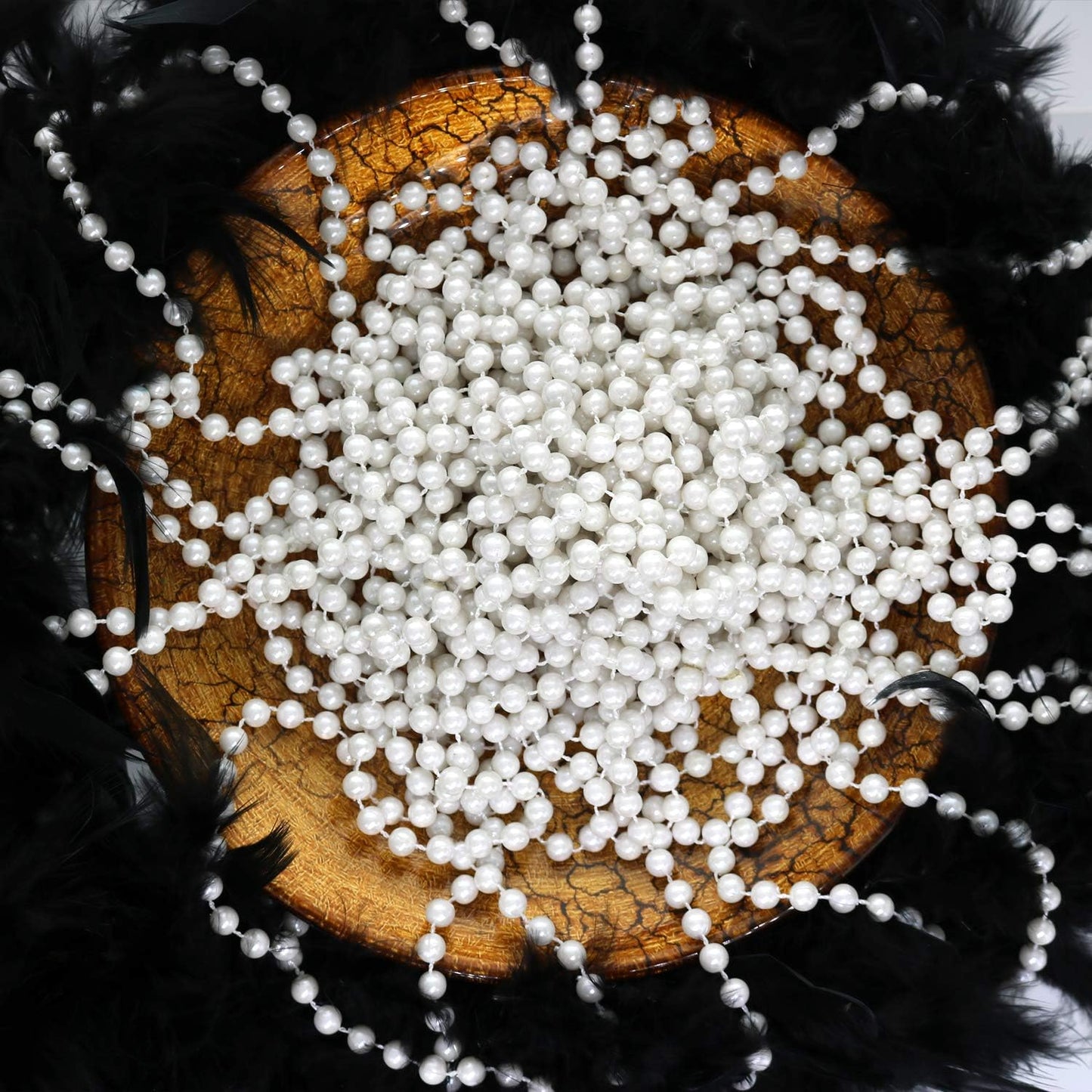 GIFTEXPRESS Collares de perlas blancas de 48"