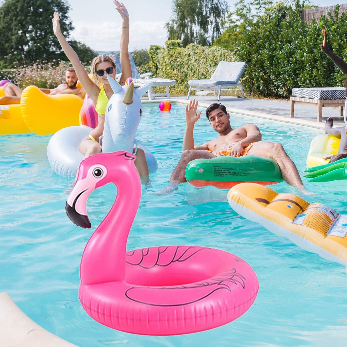Flotador inflable para piscina de flamencos de 48 pulgadas de GIFTEXPRESS