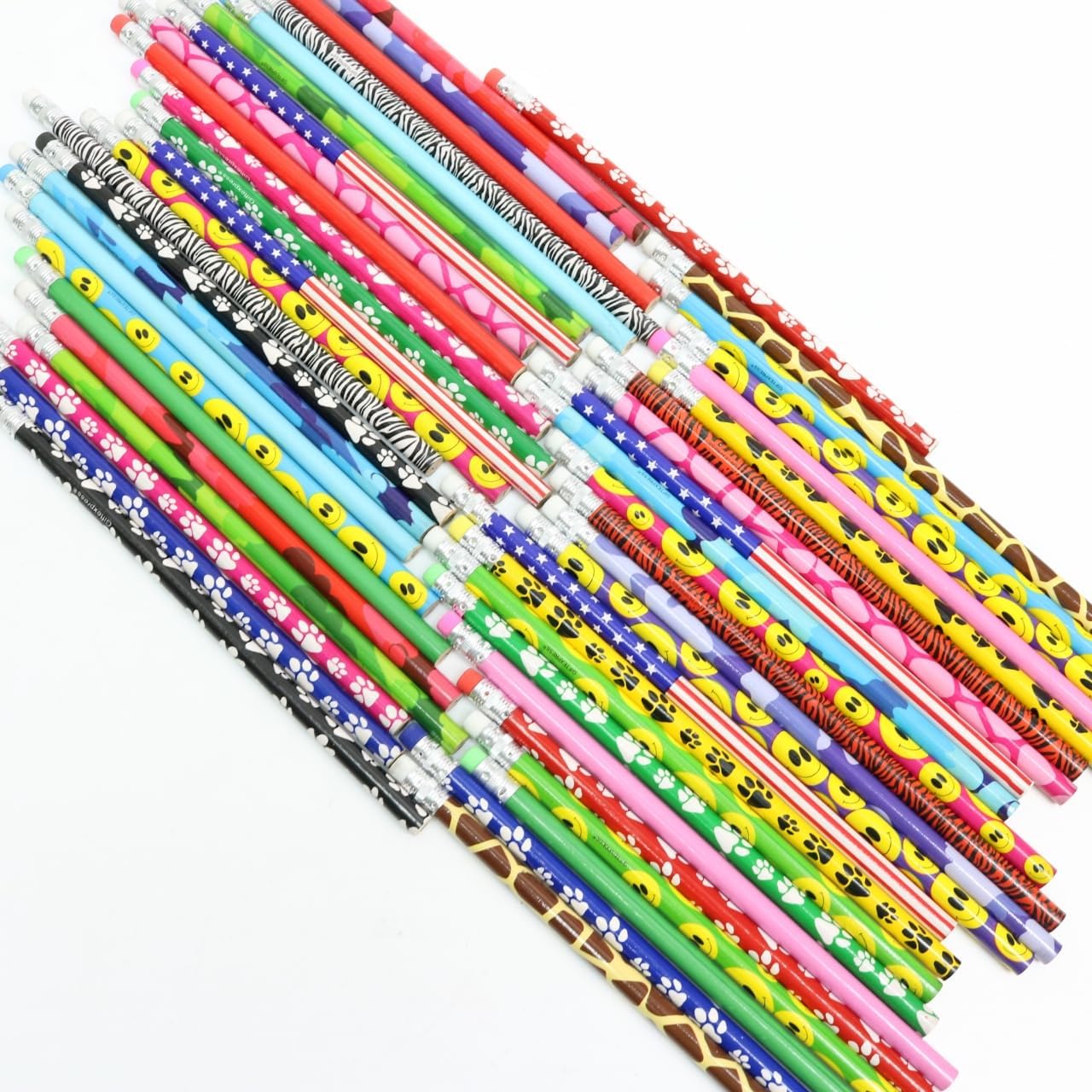 GIFTEXPRESS 48 lápices surtidos para niños, colorido surtido de lápices de madera con borrador para suministros escolares, premio de aula