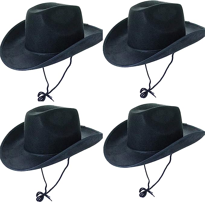 GIFTEXPRESS Sombreros Cowboy de Fieltro para Adultos (Pack de 4)