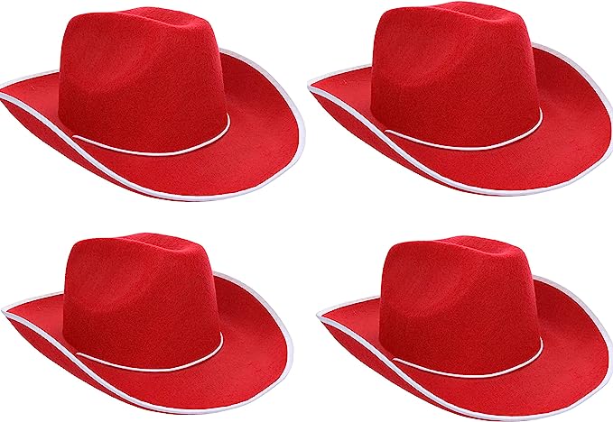 GIFTEXPRESS Sombreros Cowboy de Fieltro para Adultos (Pack de 4)