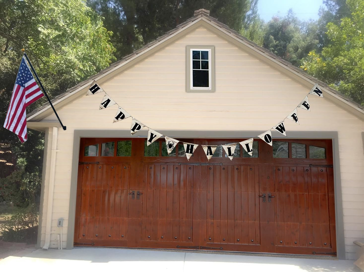 GIFTEXPRESS 16ft Happy Halloween Light Up Banner, Natural Canvas Halloween Banner indoor and outdoor