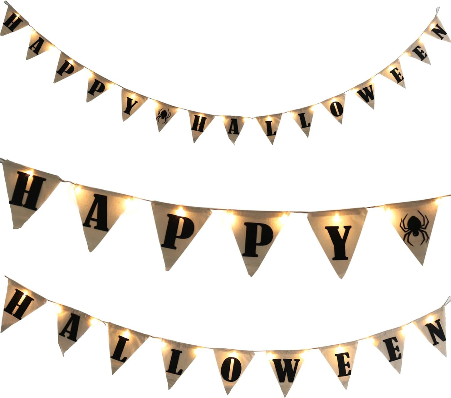 GIFTEXPRESS 16ft Happy Halloween Light Up Banner, Natural Canvas Halloween Banner indoor and outdoor