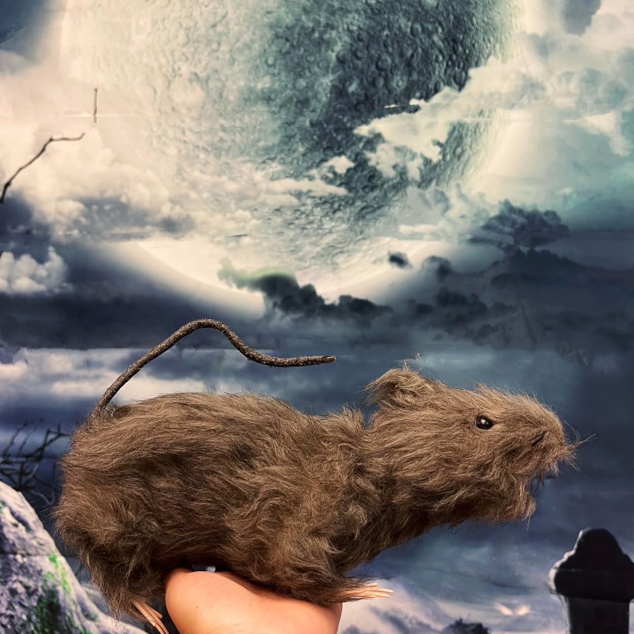 GIFTEXPRESS 3pcs 22” Realistic Fake Furry Rats for Halloween Indoor and Outdoor Decoration