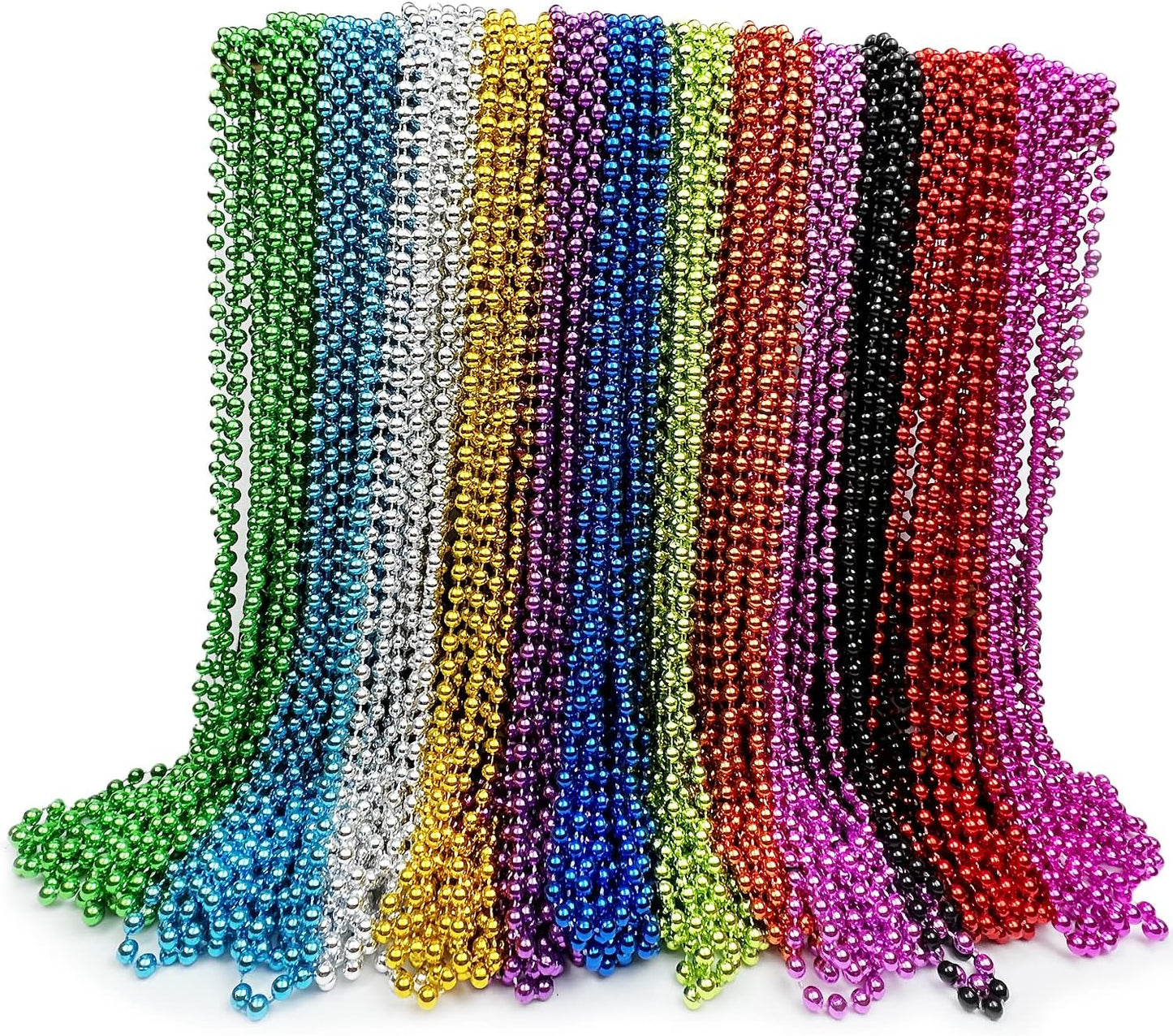 GIFTEXPRESS 72pcs 33" Mardi Gras Beads Bulk, Mardi Gras Beads Collares