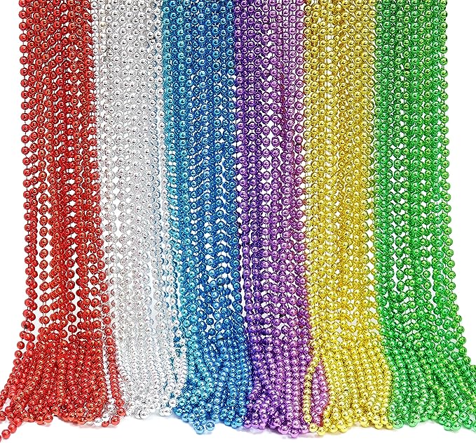 GIFTEXPRESS 72pcs 33" 6 Assorted Color Mardi Gras Beads Necklace Bulk