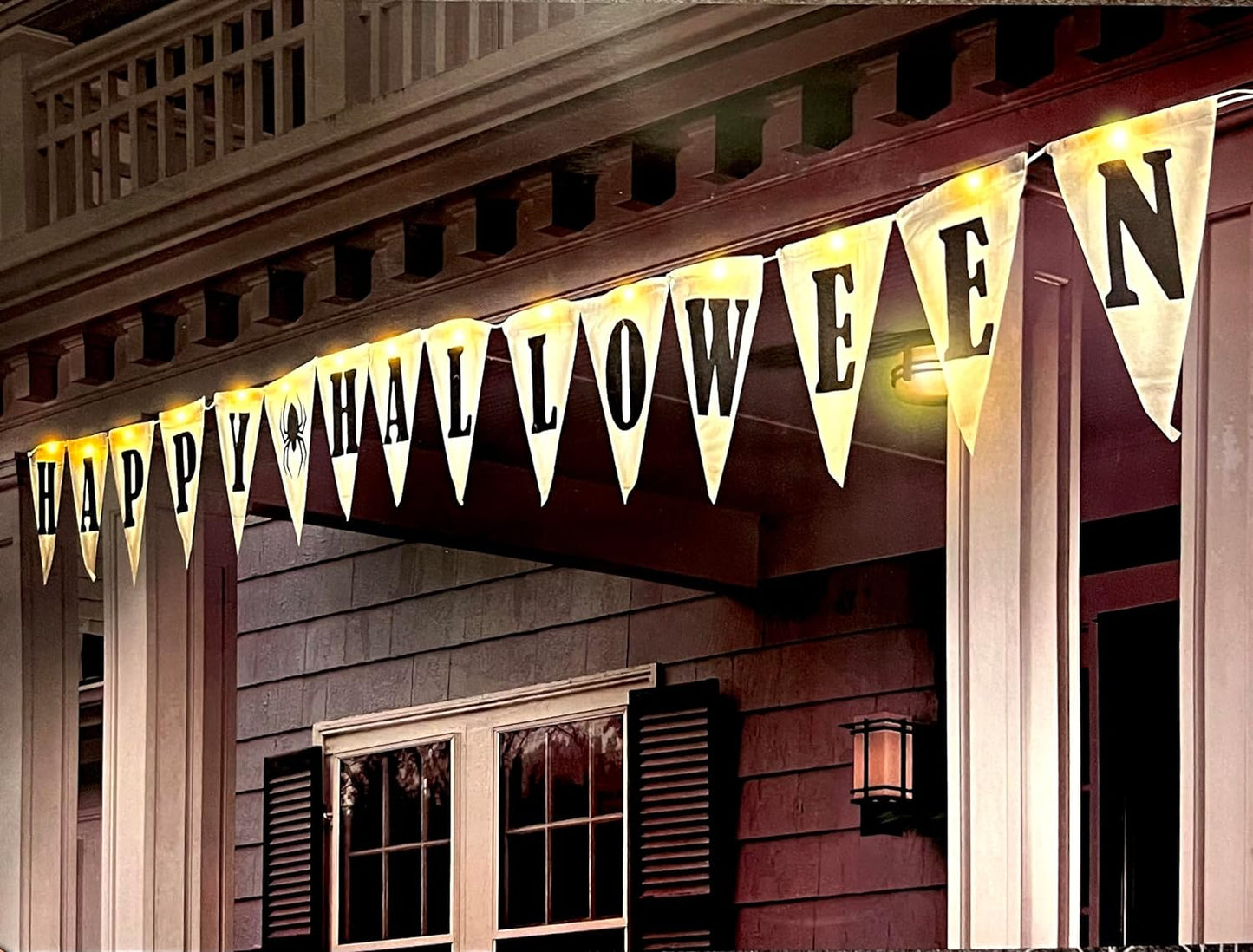 GIFTEXPRESS 16ft Happy Halloween Light Up Banner, Natural Canvas Halloween Banner indoor and outdoor