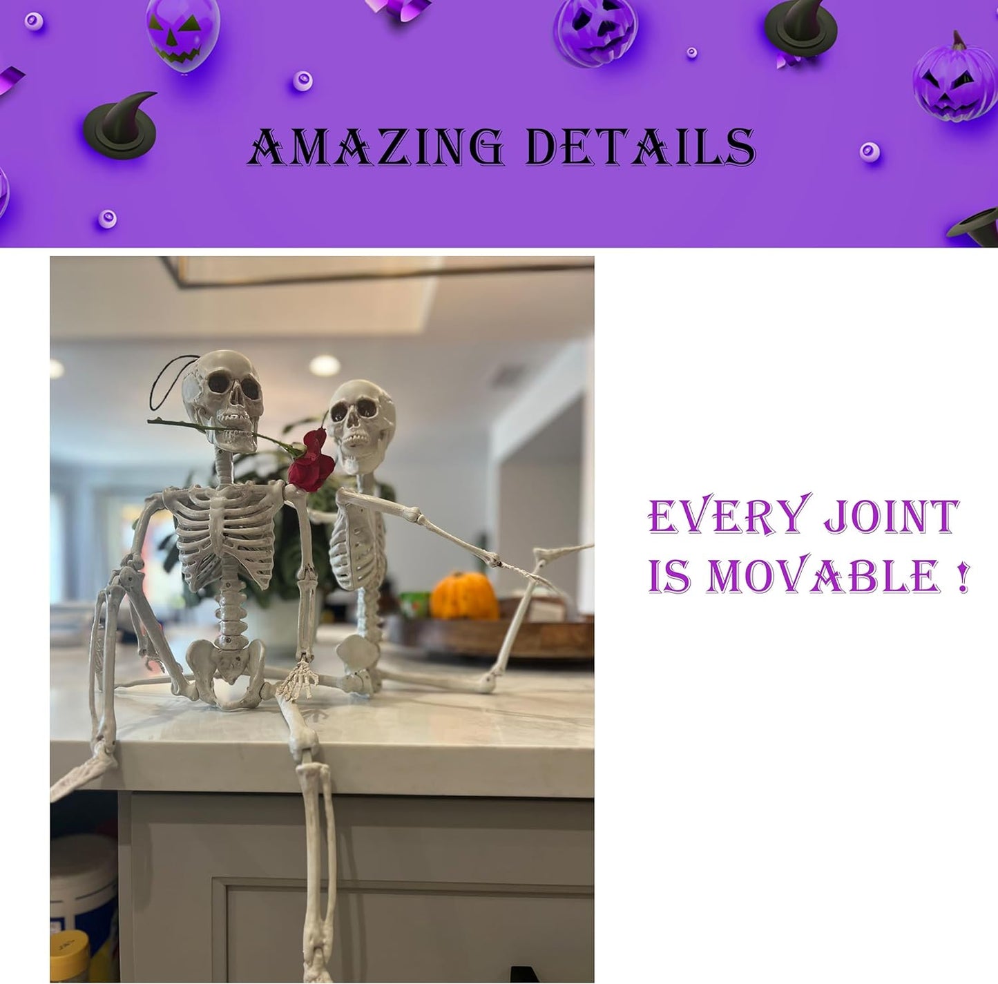 GIFTEXPRESS 24" Realistic Posable Full Human Body Skeleton with Movable Limbs Jaws, Reposable Head, Hands and Legs