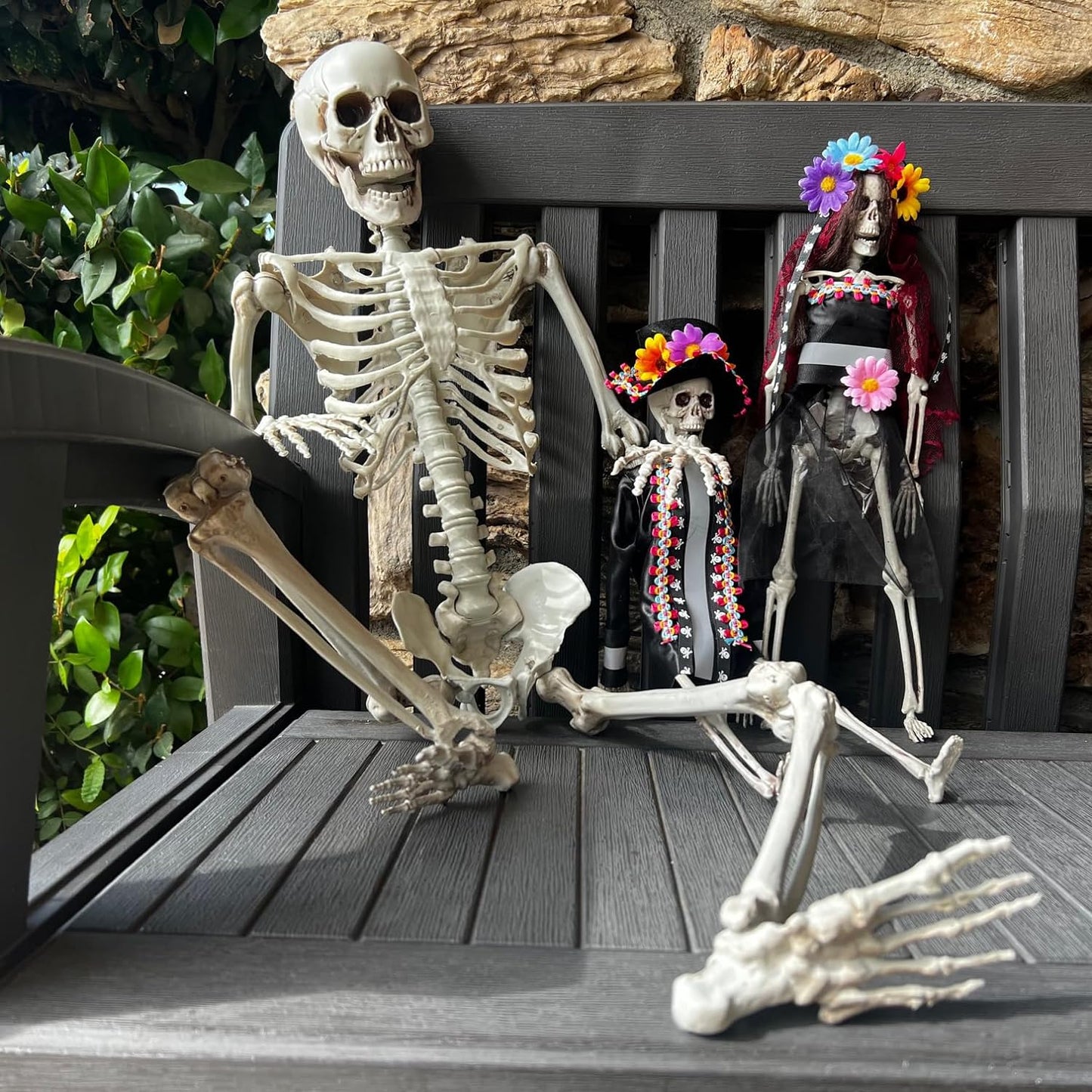 GIFTEXPRESS 36" Realistic Posable Full Human Body Skeleton with Movable Limbs Jaws, Reposable Head, Hands and Legs Halloween Skull and Skeleton Decoration and Haunted Spooky House Props