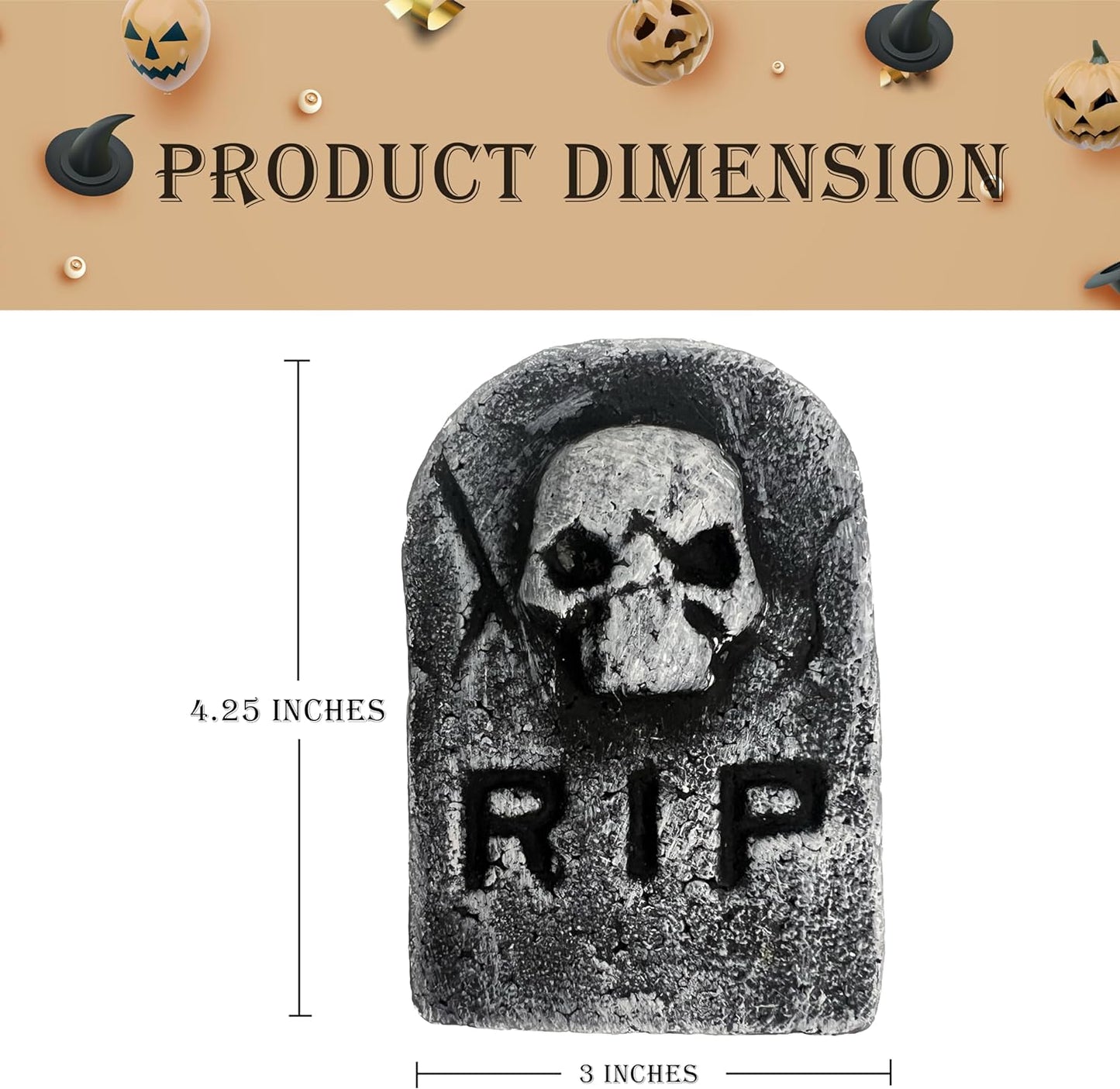 GIFTEXPRESS 6pcs Tombstone Skeleton Set Table Décor Figurine Set, Halloween Props, Realistic Bones and Skulls for Halloween Décor