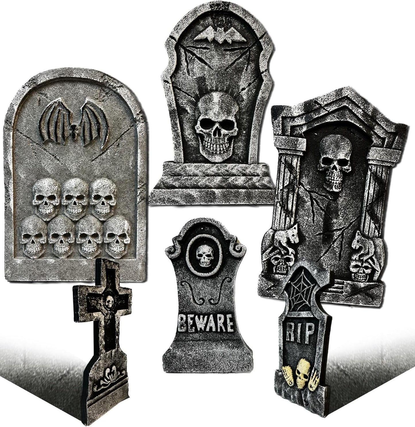 GIFTEXPRESS 21” X1 Large Halloween Foam Tombstone Set, Headstone Monument Decorations for Halloween Yard Décor (Pack of 6) Assorted Sizes