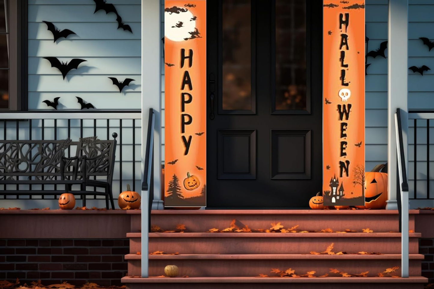 GIFTEXPRESS 2pcs 79 Inches Hanging Door Banners Halloween Banner Horror Scene Photo Prop Decoration, Holiday Décor Theme Party