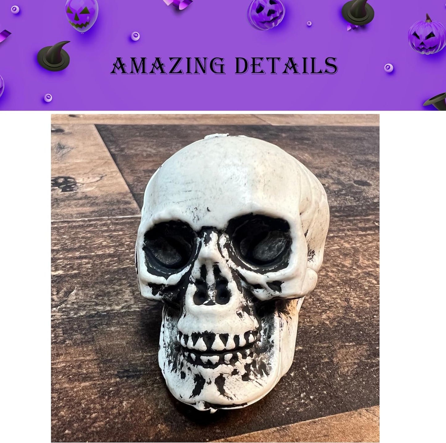 GIFTEXPRESS 6pcs Tombstone Skeleton Set Table Décor Figurine Set, Halloween Props, Realistic Bones and Skulls for Halloween Décor