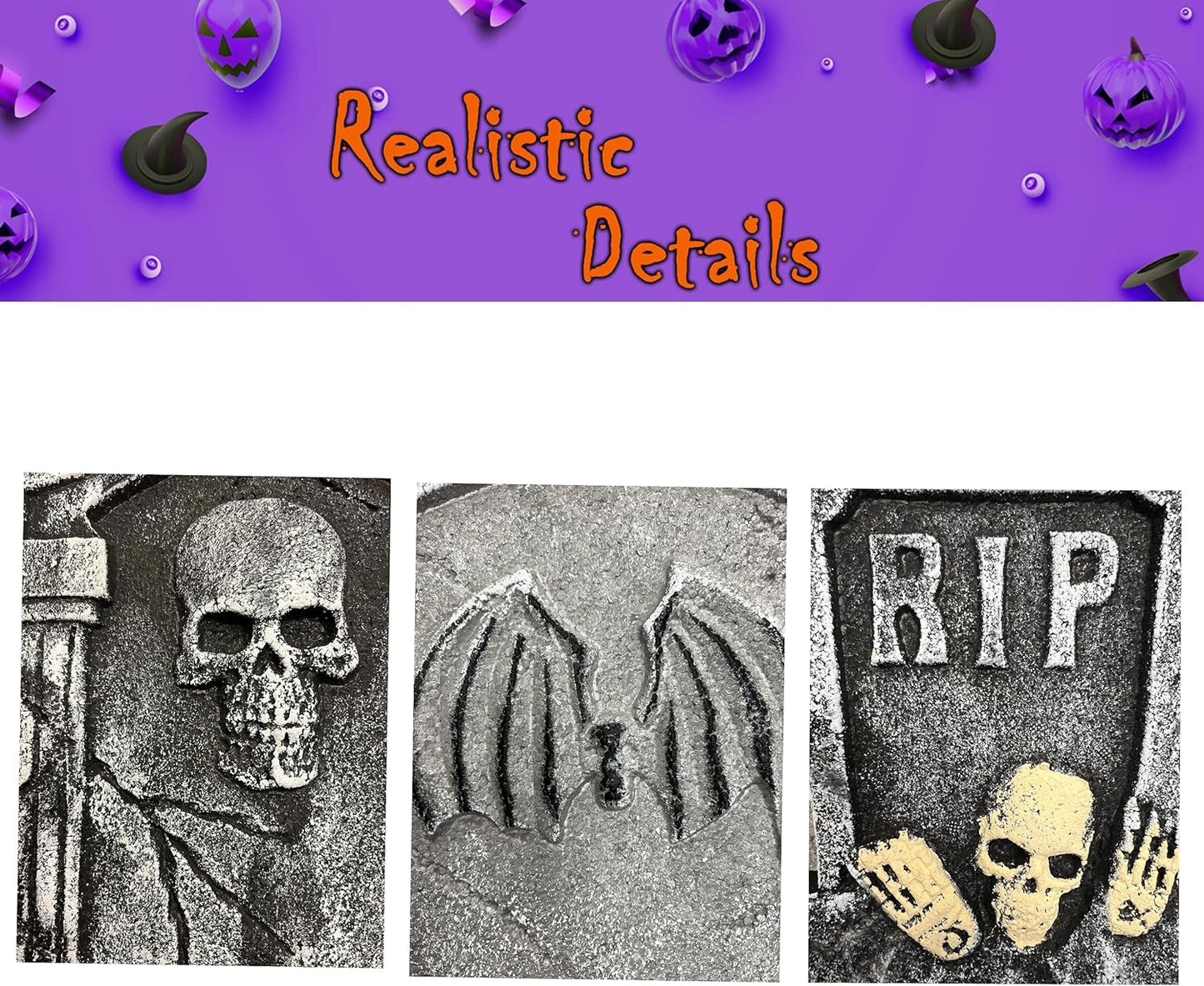 GIFTEXPRESS 21” X1 Large Halloween Foam Tombstone Set, Headstone Monument Decorations for Halloween Yard Décor (Pack of 6) Assorted Sizes