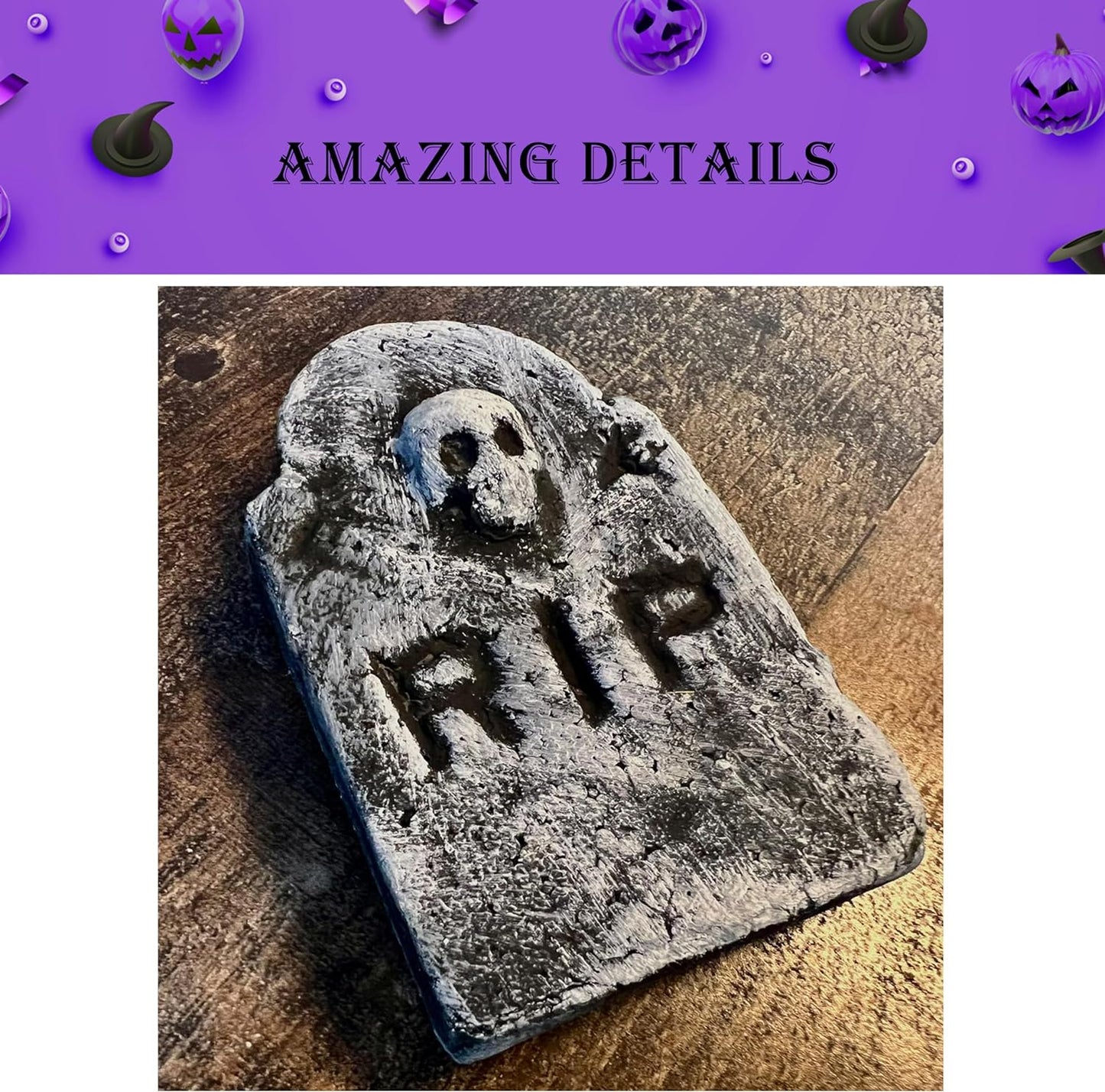 GIFTEXPRESS 6pcs Tombstone Skeleton Set Table Décor Figurine Set, Halloween Props, Realistic Bones and Skulls for Halloween Décor