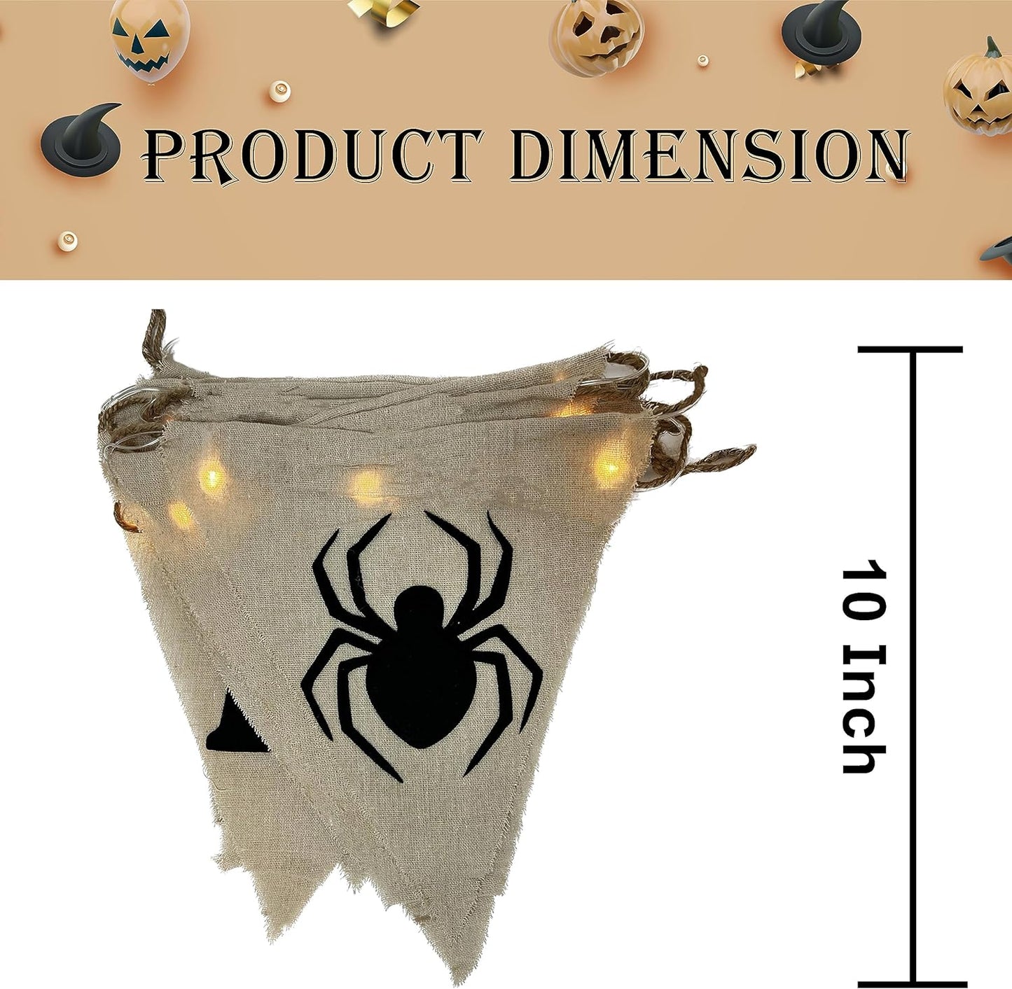 GIFTEXPRESS 16ft Happy Halloween Light Up Banner, Natural Canvas Halloween Banner indoor and outdoor