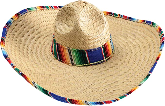 GIFTEXPRESS Sombrero mexicano para adultos con borde de sarape (21" * 20" * 6.5")/(16.5" * 14" * 5.5")
