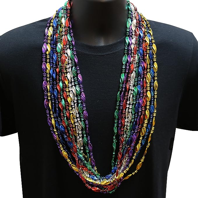 GIFTEXPRESS 42" 23mm Assorted Color Twist Bead Necklaces (Pack of 12)
