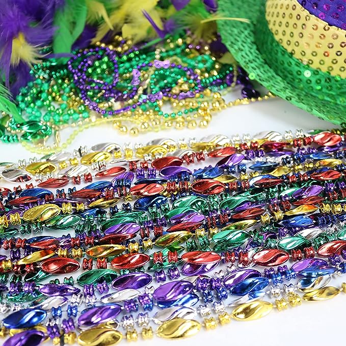 GIFTEXPRESS 42" 23mm Assorted Color Twist Bead Necklaces (Pack of 12)