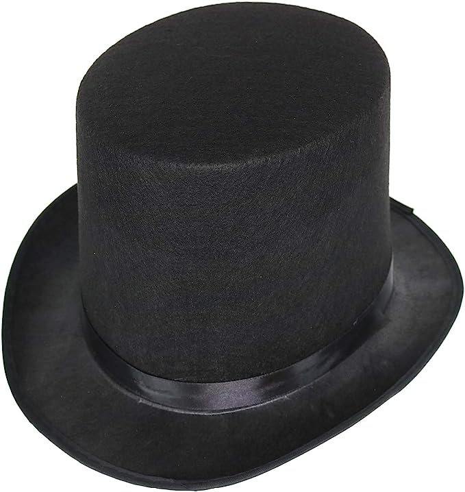 GIFTEXPRESS Sombrero de copa de fieltro de mago negro para adultos de 6.0 in