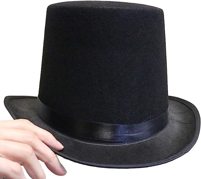 GIFTEXPRESS Sombrero de copa de fieltro de mago negro para adultos de 6.0 in