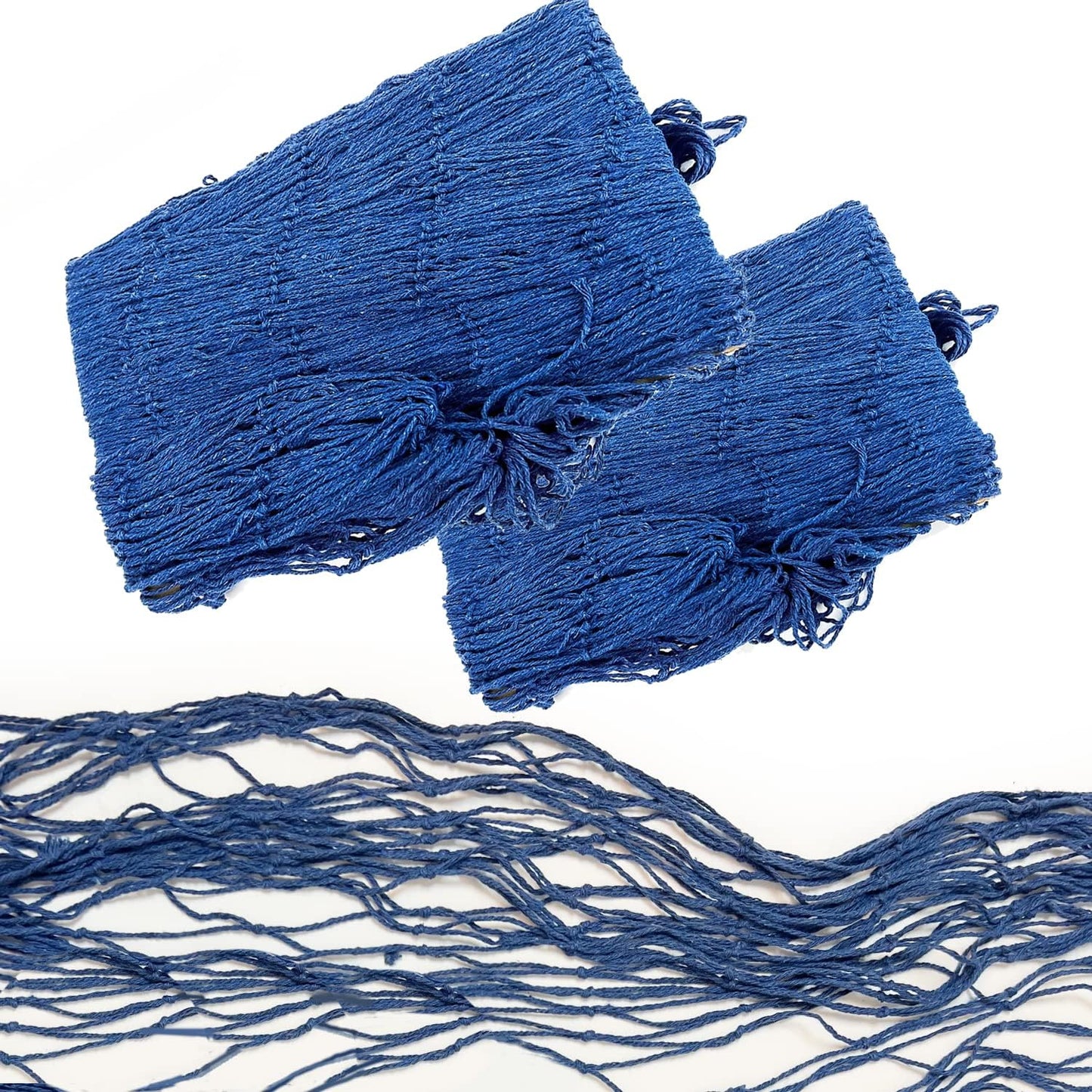 GIFTEXPRESS Red de pesca decorativa azul de algodón natural (14 pies x 4 pies)