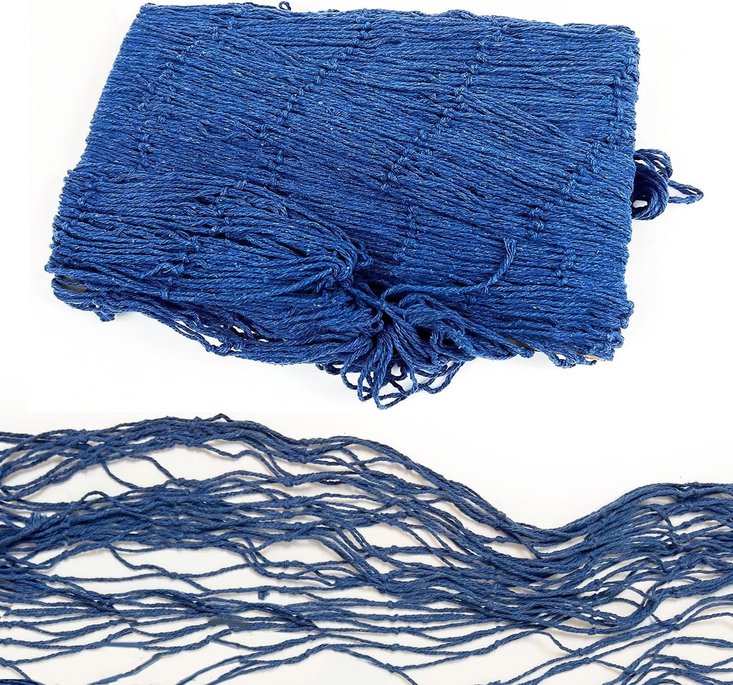 GIFTEXPRESS Red de pesca decorativa azul de algodón natural (14 pies x 4 pies)