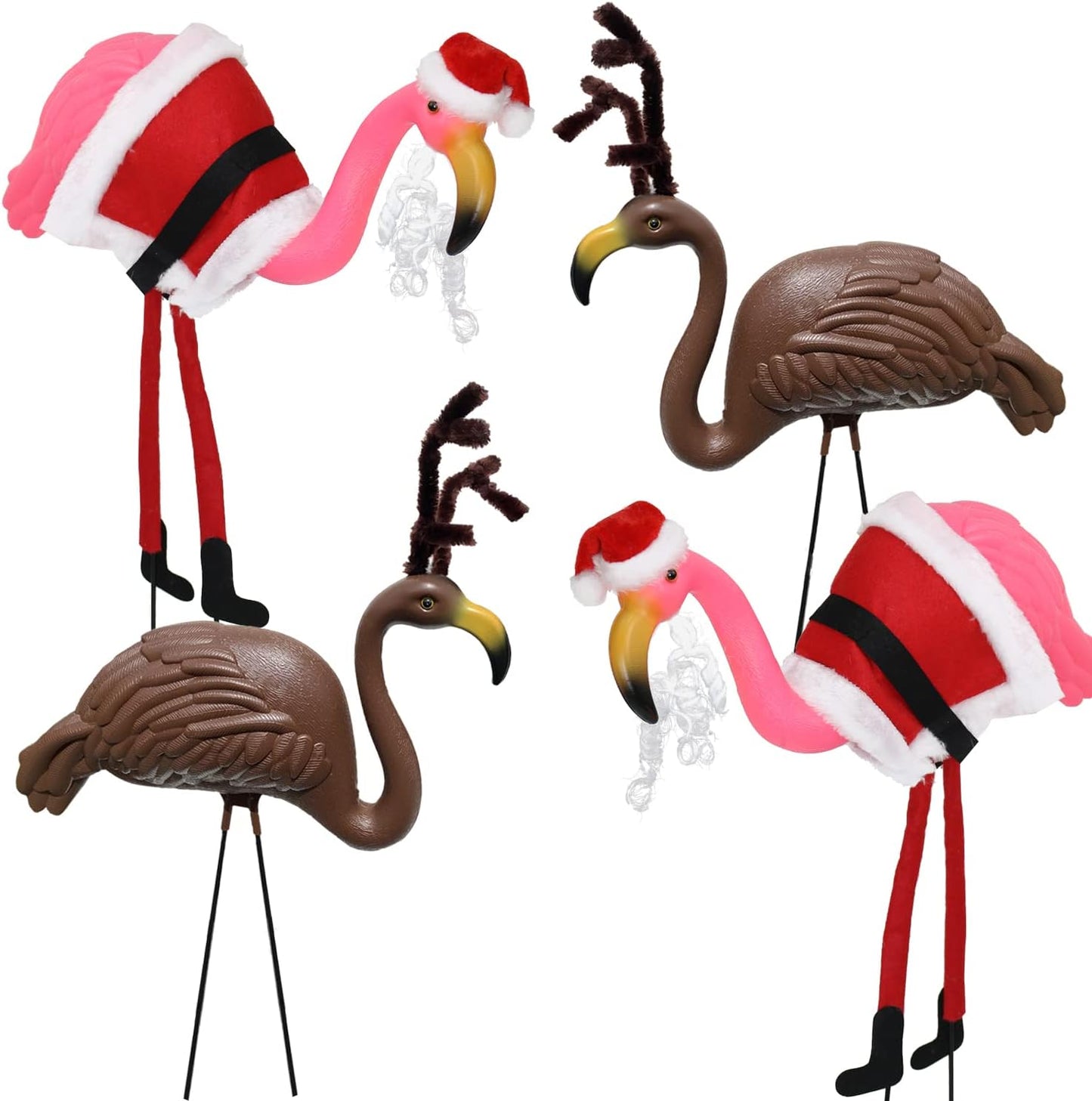GIFTEXPRESS - Adornos navideños grandes para césped con flamencos (paquete de 4)