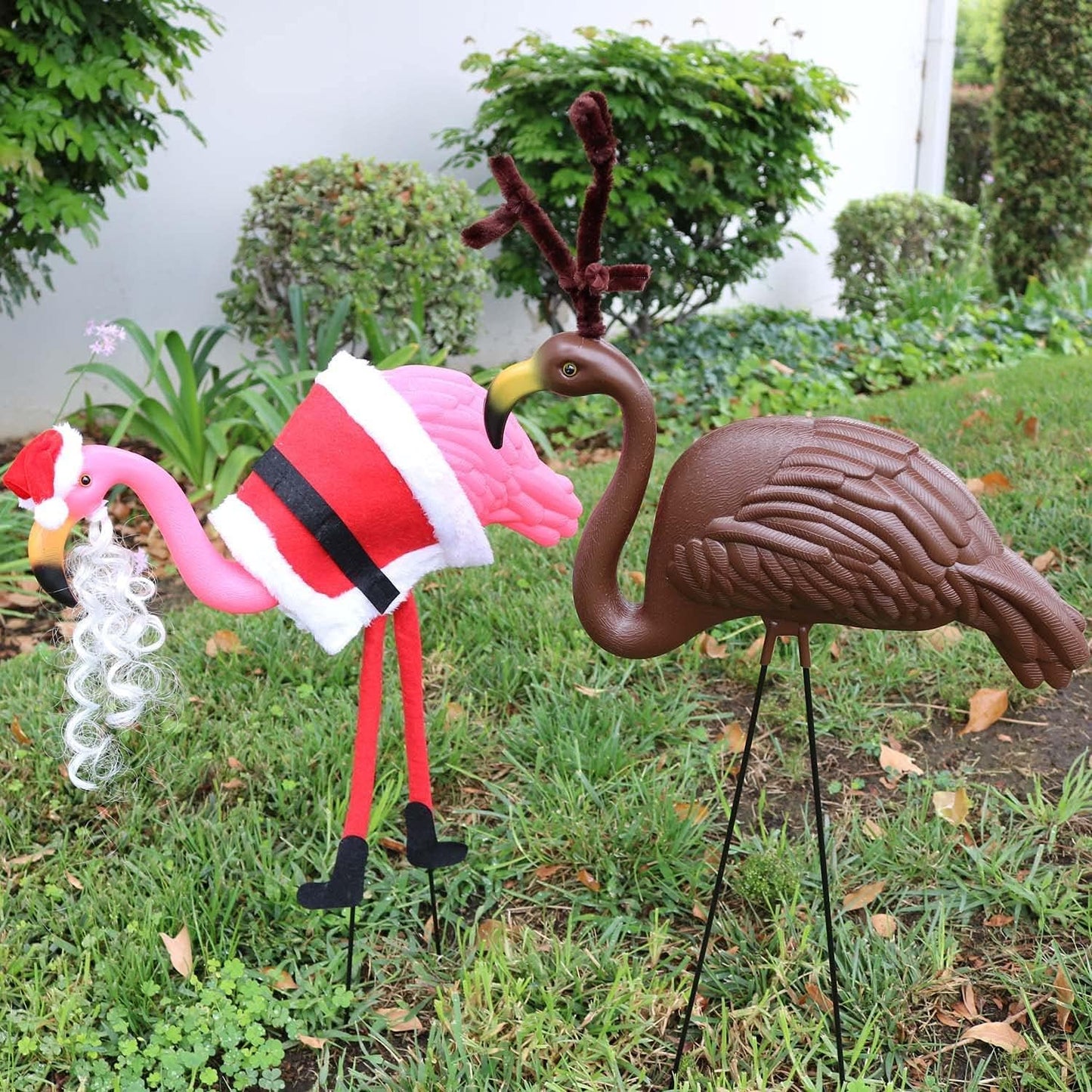 GIFTEXPRESS - Adornos navideños grandes para césped con flamencos (paquete de 4)