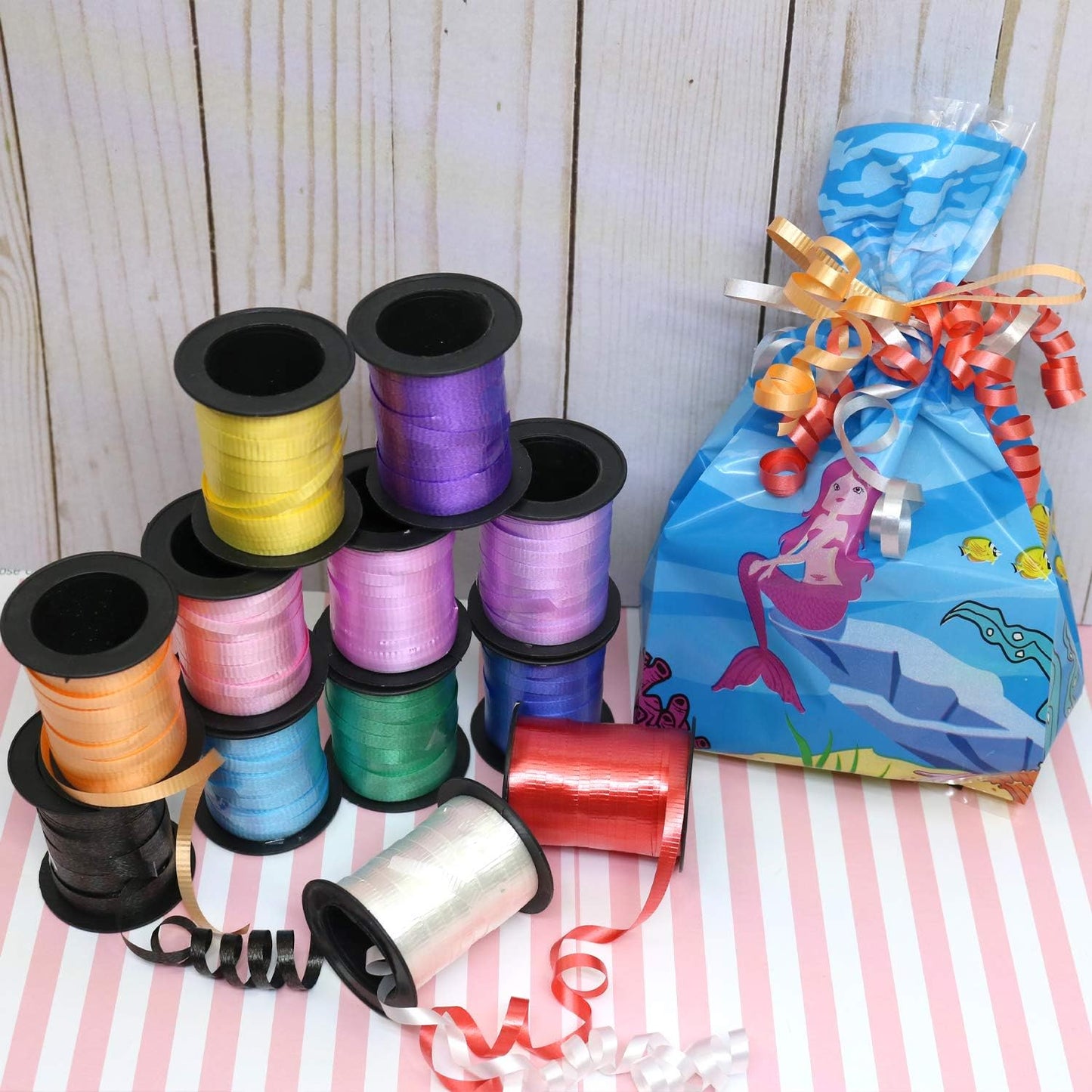 Surtido de cuerdas de globos con cinta para rizar de GIFTEXPRESS (paquete de 12)