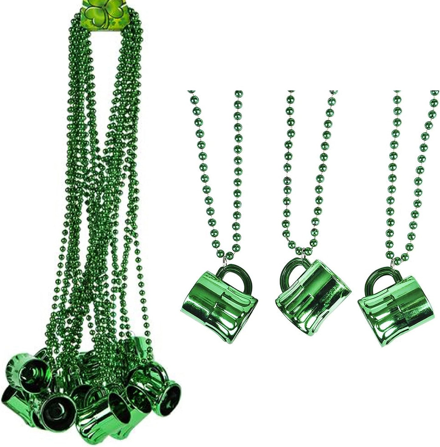 GIFTEXPRESS 12pcs Green Beer Mug Beads Necklaces