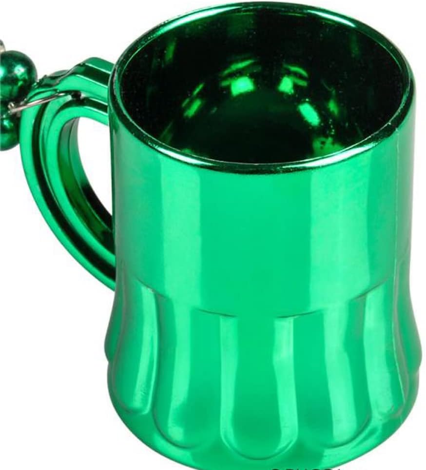 GIFTEXPRESS 12pcs Green Beer Mug Beads Necklaces