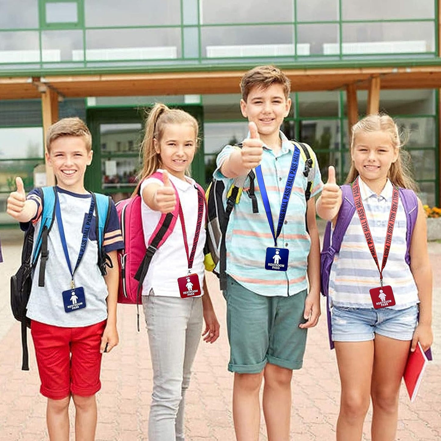 GIFTEXPRESS 6pcs Hall Pass Lanyards y Pases escolares Pases de baño para niños y niñas
