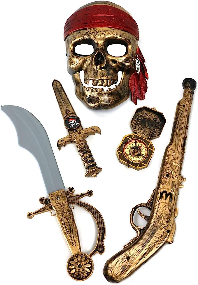 GIFTEXPRESS Accesorios de disfraz de pirata de Halloween de 5 piezas