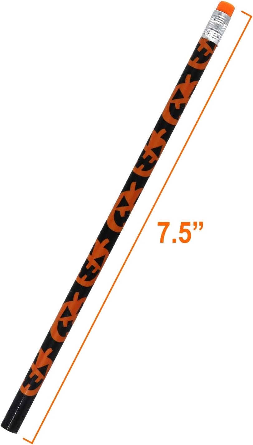 GIFTEXPRESS 48pcs Halloween Pumpkin Pencils with Eraser