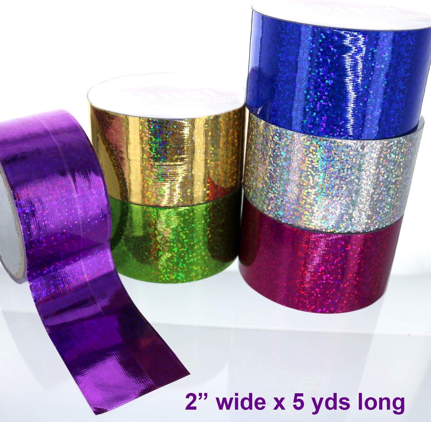GIFTEXPRESS Holographic Heavy-Duty Assorted Colored Duct Tapes (Pack of 6)