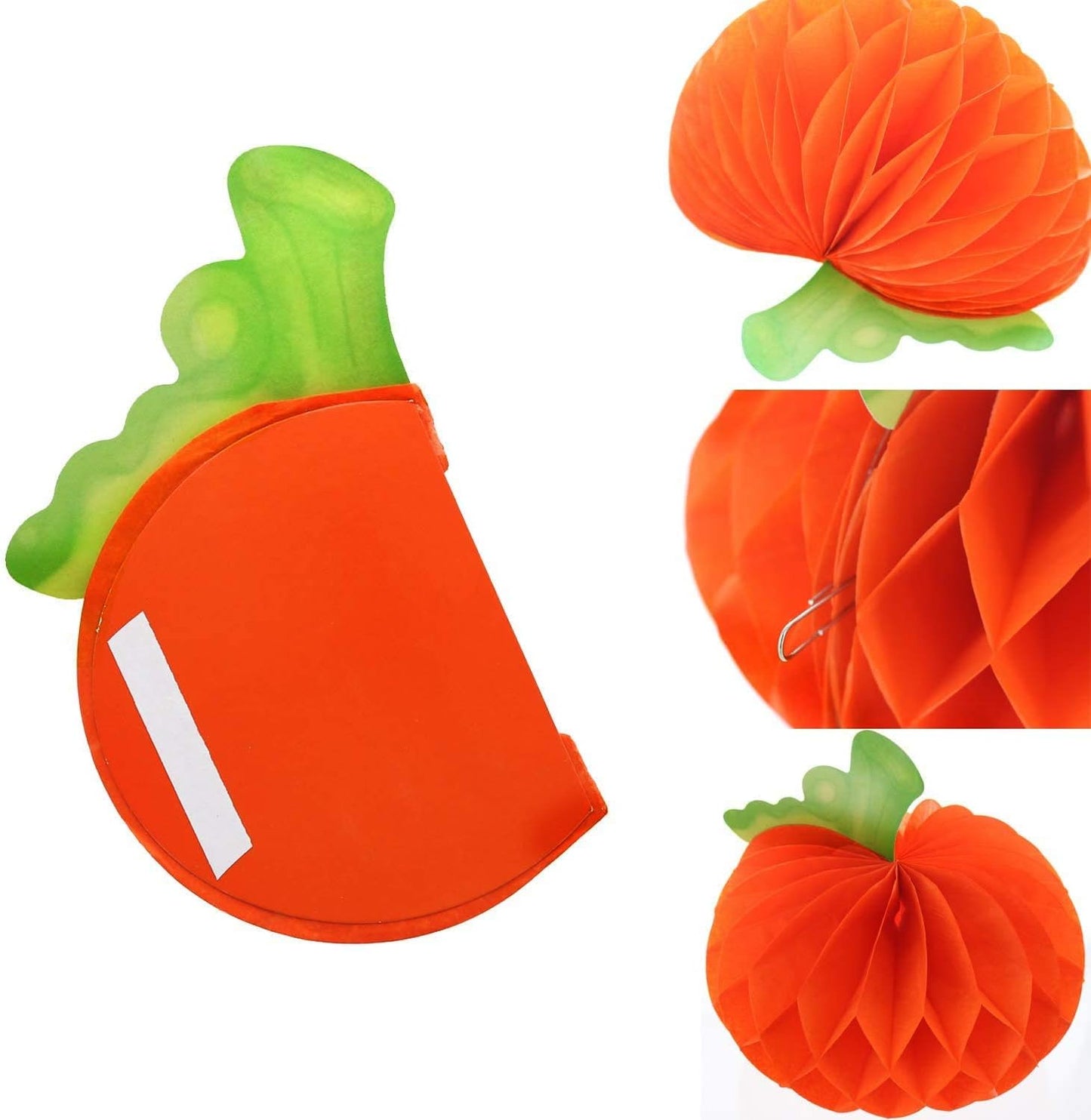 GIFTEXPRESS 12 paquetes de calabazas de papel de seda de 18 cm con diseño de panal, calabazas colgantes de Halloween con diseño de panal