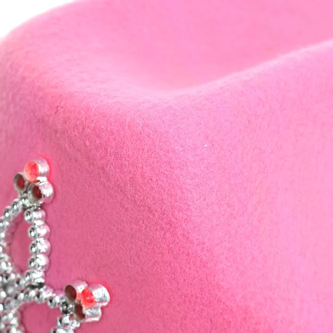 GIFTEXPRESS Sombrero de vaquera con tiara rosa parpadeante LED para niños, sombrero de vaquero iluminado