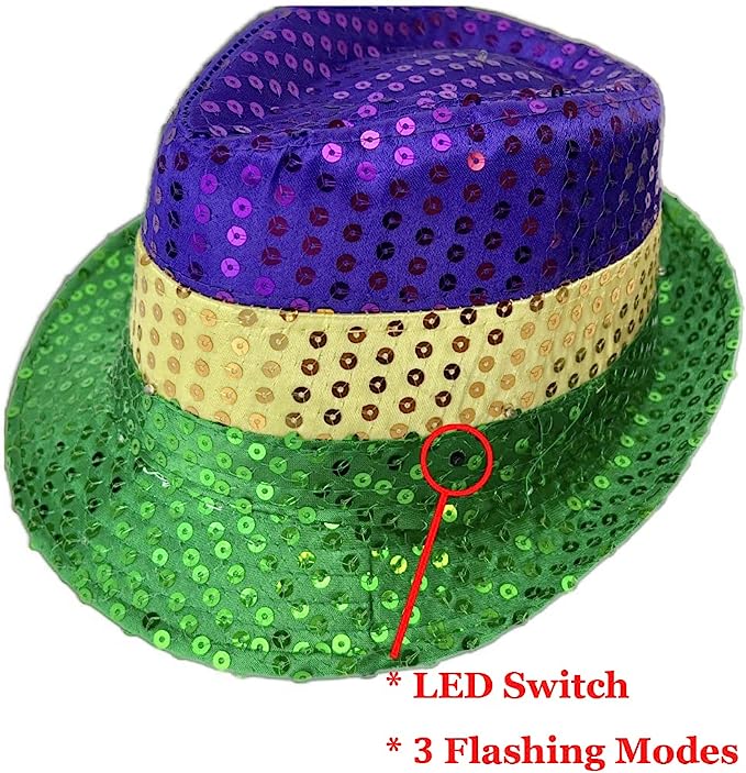 GIFTEXPRESS Adulto LED Light-UP Mardi Gras Fedora