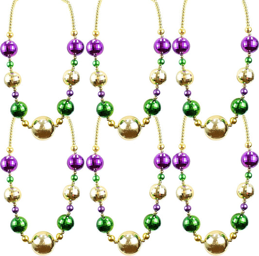 GIFTEXPRESS 6pcs 44" Mardi Gras Jumbo Bead Necklace