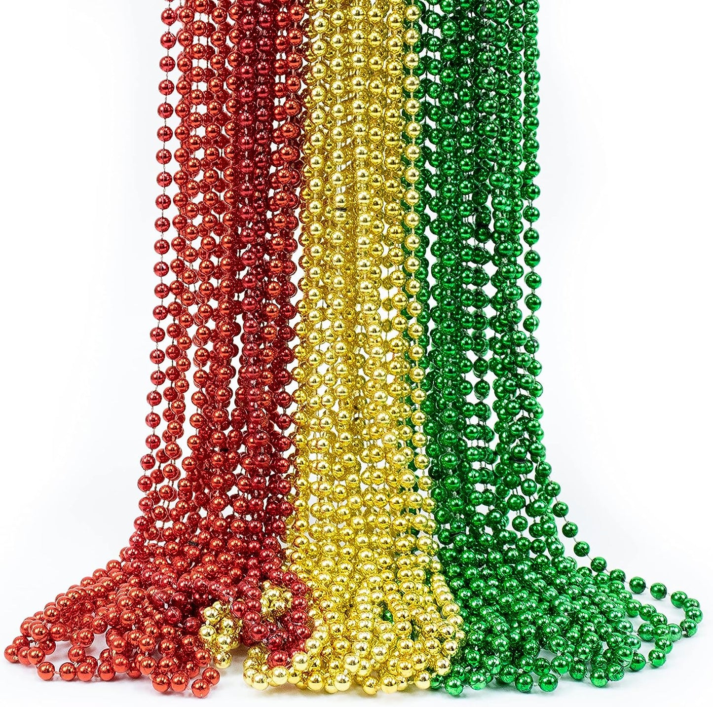 GIFTEXPRESS 72 piezas 33" Mardi Gras collar de cuentas, collar de cuentas de oro rojo metálico verde
