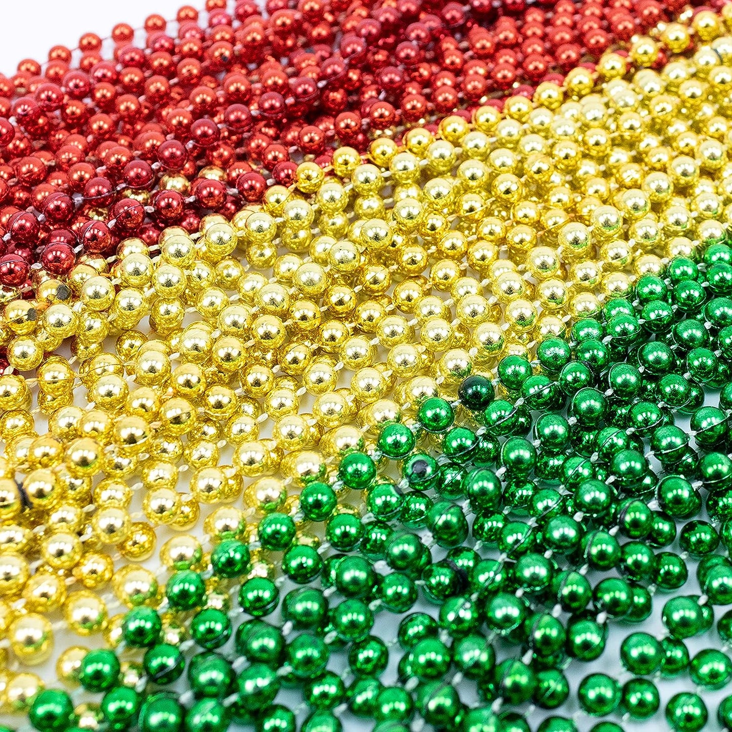 GIFTEXPRESS 72 piezas 33" Mardi Gras collar de cuentas, collar de cuentas de oro rojo metálico verde