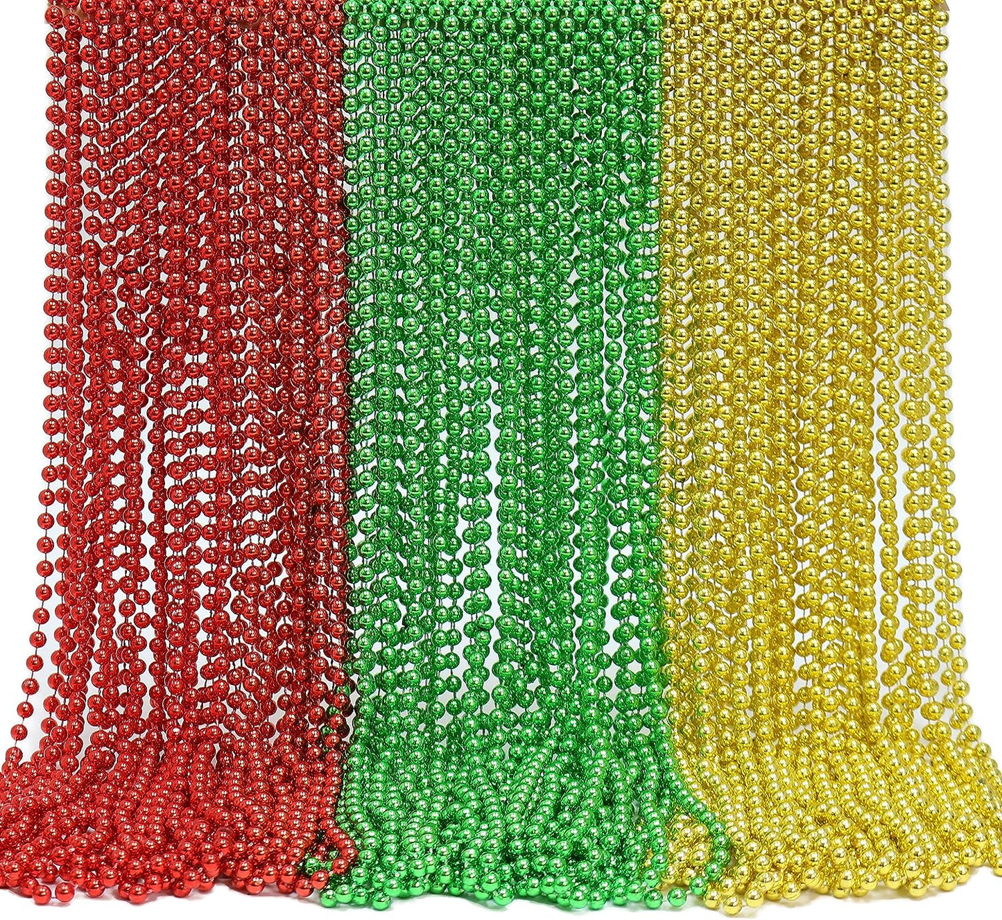 GIFTEXPRESS 72 piezas 33" Mardi Gras collar de cuentas, collar de cuentas de oro rojo metálico verde